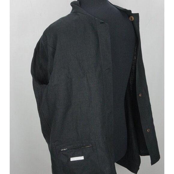 Anderson & Sheppard Savile Row Black Cotton Button Up Mens French Jacket Sz XL - Picture 7 of 10